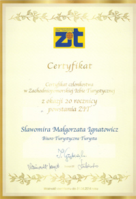 Firma jest członkiem ZIT (Zachodniopomorska Izba Turystyki)